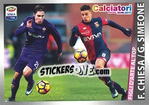 Cromo Federico Chiesa / Giovanni Simeone (figli d'arte al top) - Calciatori 2016-2017 n. C10 - Panini