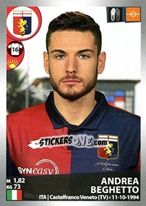 Sticker Andrea Beghetto - Calciatori 2016-2017 - Panini