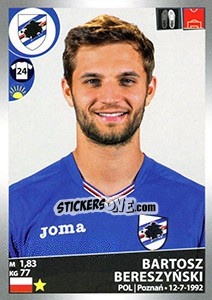 Sticker Bartosz Bereszyński - Calciatori 2016-2017 - Panini