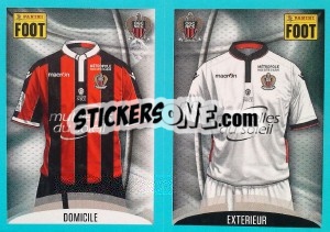 Sticker Nice Maillot Domicile - Maillot Extérieur - FOOT 2016-2017 n. 636 - Panini
