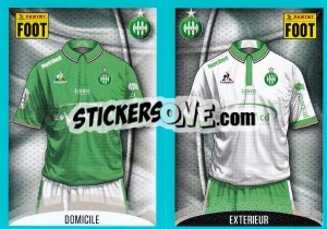 Sticker Saint-Etienne Maillot Domicile - Maillot Extérieur - FOOT 2016-2017 - Panini