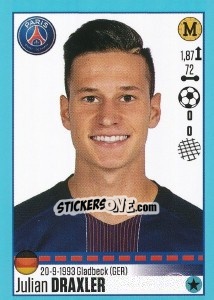 Sticker Julian Draxler (Paris Saint-Germain) - FOOT 2016-2017 n. T40 - Panini