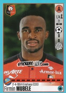 Sticker Firmin Mubele (Rennais) - FOOT 2016-2017 n. T46 - Panini