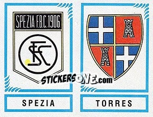 Sticker Scudetto Spezia / Torres - Calciatori 1982-1983 n. 573 - Panini