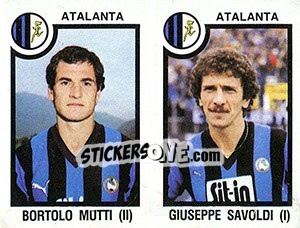 Sticker Bortolo Mutti / Giuseppe Savoldi - Calciatori 1982-1983 - Panini