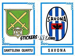 Sticker Scudetto Sant'Elena Quartu / Savona - Calciatori 1982-1983 n. 572 - Panini