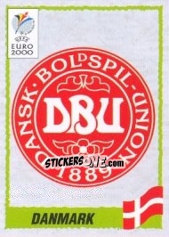 Sticker Emblem Denmark - UEFA Euro Belgium-Netherlands 2000 - Panini