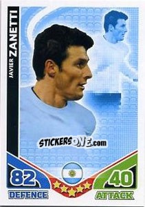 Sticker Javier Zanetti - England 2010. Match Attax n. 6 - Topps