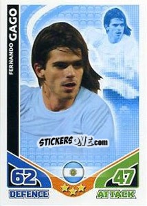 Sticker Fernando Gago - England 2010. Match Attax n. 7 - Topps