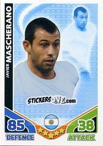 Sticker Javier Mascherano - England 2010. Match Attax n. 8 - Topps