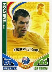 Sticker Brett Emerton - England 2010. Match Attax n. 18 - Topps