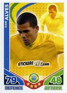 Sticker Dani Alves - England 2010. Match Attax n. 24 - Topps
