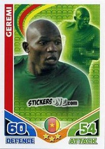 Sticker Geremi - England 2010. Match Attax n. 38 - Topps