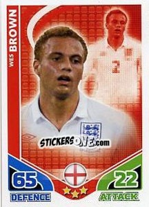 Sticker Wes Brown - England 2010. Match Attax n. 64 - Topps