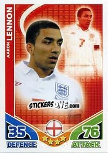 Sticker Aaron Lennon - England 2010. Match Attax n. 65 - Topps