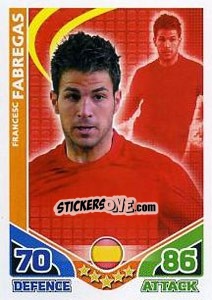Sticker Francesc Fabregas - England 2010. Match Attax n. 227 - Topps