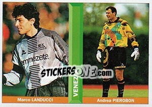Cromo Marco Landucci / Andrea Pierobon - Pianeta Calcio 1996-1997 - Ds