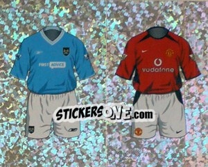 Figurina Home Kit Manchester City/Manchester United (a/b) - Premier League Inglese 2003-2004 - Merlin
