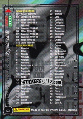 Sticker Checklist1 - I Top Della Serie A 1990-2000 n. C1 - Panini
