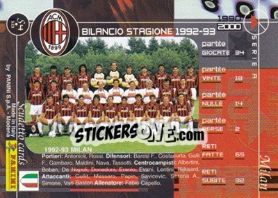 Sticker 1992-93 & 1993-94 AC Milan - I Top Della Serie A 1990-2000 n. S4 - Panini