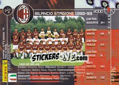 Figurina 1992-93 & 1993-94 AC Milan - I Top Della Serie A 1990-2000 - Panini