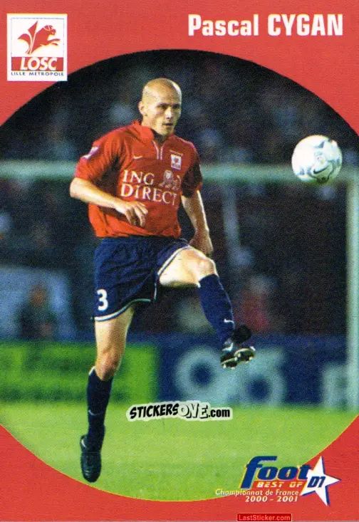 Sticker Pascal Cygan - Foot Best Of D1 2000-2001 n. 37 - Panini