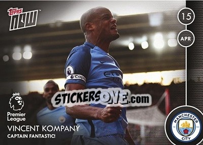 Sticker Vincent Kompany / Captain Fantastic! - Premier Gold 2016-2017 n. N91 - Topps