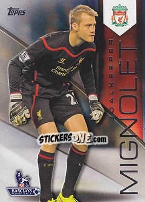 Sticker Simon Mignolet - Premier Gold 2014-2015 n. 61 - Topps