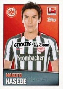 Sticker Makoto Hasebe - German Football Bundesliga 2016-2017 - Topps