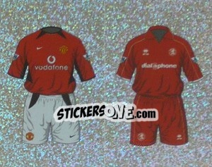 Figurina Home Kit Manchester United/Middlesbrough (a/b) - Premier League Inglese 2002-2003 - Merlin