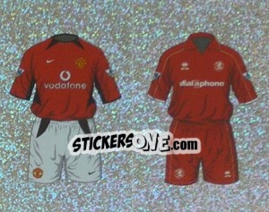 Sticker Home Kit Manchester United/Middlesbrough (a/b) - Premier League Inglese 2002-2003 n. 289 - Merlin