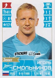 Sticker Игорь Смольников - Russian Football Premier League 2016-2017 n. 102 - Panini