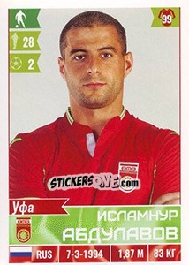 Sticker Исламнур Абдулавов - Russian Football Premier League 2016-2017 - Panini