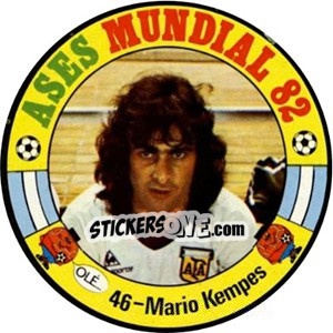 Cromo Mario Kempes - Espanha 82 - Fernando Mas