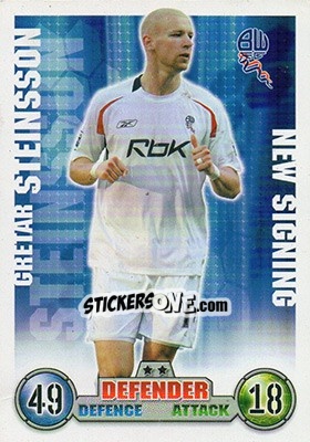 Sticker Gretar Steinsson - English Premier League 2007-2008. Match Attax Extra n. 11 - Topps
