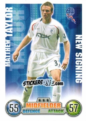 Sticker Matthew Taylor - English Premier League 2007-2008. Match Attax Extra n. 12 - Topps
