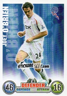 Sticker Joey O'Brien - English Premier League 2007-2008. Match Attax Extra n. 16 - Topps