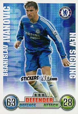 Sticker Branislav Ivanovic - English Premier League 2007-2008. Match Attax Extra n. 17 - Topps