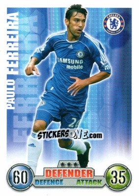 Sticker Paulo Ferreira - English Premier League 2007-2008. Match Attax Extra n. 21 - Topps