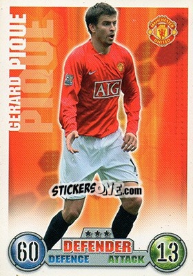 Sticker Gerard Pique - English Premier League 2007-2008. Match Attax Extra - Topps