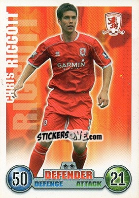 Sticker Chris Riggott - English Premier League 2007-2008. Match Attax Extra n. 53 - Topps