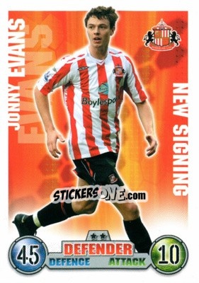 Sticker Jonny Evans - English Premier League 2007-2008. Match Attax Extra n. 66 - Topps