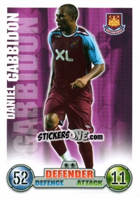 Sticker Danny Gabbidon - English Premier League 2007-2008. Match Attax Extra - Topps