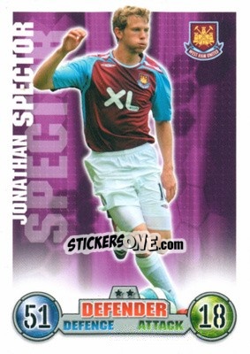 Sticker Jonathan Spector - English Premier League 2007-2008. Match Attax Extra - Topps