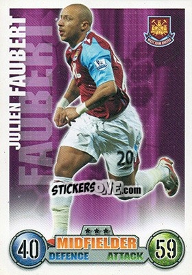 Sticker Julien Faubert - English Premier League 2007-2008. Match Attax Extra n. 79 - Topps