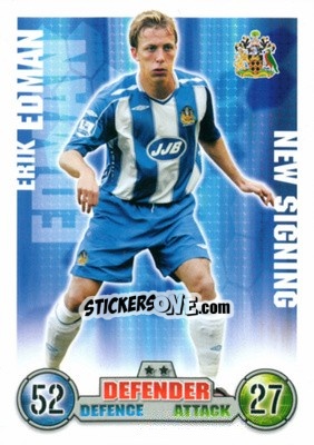 Sticker Erik Edman - English Premier League 2007-2008. Match Attax Extra n. 80 - Topps