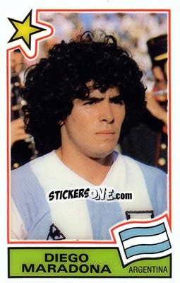Sticker Diego Maradona (Argentina) - Football SuperStars n. 70 - Panini