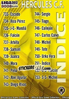 Sticker Índice - Campeonato Nacional De Liga 2011-2012 - Mundicromo