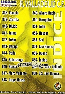Sticker Índice - Campeonato Nacional De Liga 2011-2012 n. 856 - Mundicromo