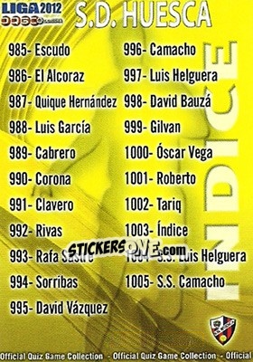 Sticker Índice - Campeonato Nacional De Liga 2011-2012 - Mundicromo